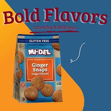 Mi-Del Ginger Snap Cookies - Non GMO Certified Gluten Free, 0g Trans Fat Snacks