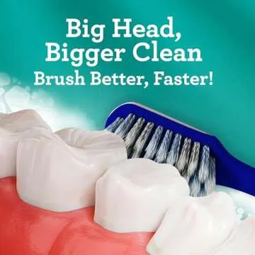 GuruNanda Gentle Giant Toothbrush with Dual Action Flossing Spiral Bristles, Non-Slip Ergo Dexa Grip, Helps in Teeth Whitening, BPA Free, (4 Count)