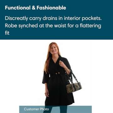 Recovery Robe,Post Mastectomy Breast Cancer Gifts Women,Breast Surgery Robe with Internal Pockets,Mommy Makeover,Tummy Tuck