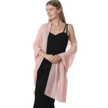 Chiffon Shawls and Wraps for Evening Dresses Women Elegant Soft Scarf Bridal Scarve Wedding Stole(Blush(chiffon), Plus Size)