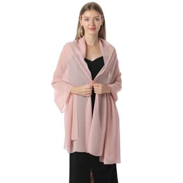 Chiffon Shawls and Wraps for Evening Dresses Women Elegant Soft Scarf Bridal Scarve Wedding Stole(Blush(chiffon), Plus Size)