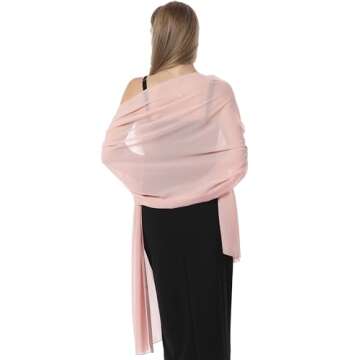 Chiffon Shawls and Wraps for Evening Dresses Women Elegant Soft Scarf Bridal Scarve Wedding Stole(Blush(chiffon), Plus Size)
