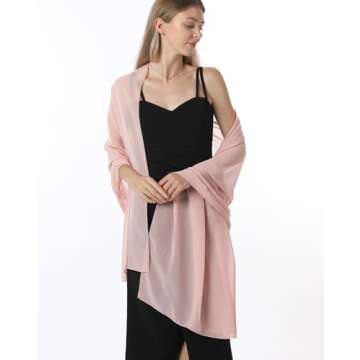 Chiffon Shawls and Wraps for Evening Dresses Women Elegant Soft Scarf Bridal Scarve Wedding Stole(Blush(chiffon), Plus Size)