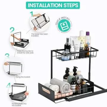 FORWOS 2 Pack Under Sink Organizer and Storage, 2-Tier Slide Out Under Kitchen Sink Organizer, Pull Out Cabinet Organizer, Under Sink Shelf for Bathroom.