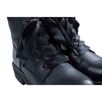 Satin Ribbon Shoelaces for Women Girls 1 Pair Pack 16 colors, 3/4 inches width （Black 140cm/55in）