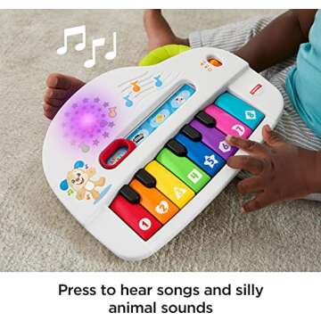 Fisher-Price Baby Toy Laugh & Learn Silly Sounds Light-Up Piano Musical Instrument with Learning Songs for Infants Ages 6+ Months​