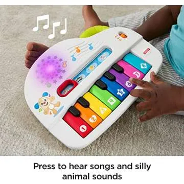 Fisher-Price Baby Toy Laugh & Learn Silly Sounds Light-Up Piano Musical Instrument with Learning Songs for Infants Ages 6+ Months​