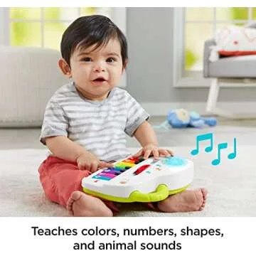Fisher-Price Baby Toy Laugh & Learn Silly Sounds Light-Up Piano Musical Instrument with Learning Songs for Infants Ages 6+ Months​