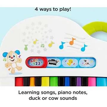 Fisher-Price Baby Toy Laugh & Learn Silly Sounds Light-Up Piano Musical Instrument with Learning Songs for Infants Ages 6+ Months​