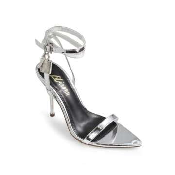 Liliana Womens Pointy Toe Stiletto High Heel Sandals Banks Silver-2A 6.5