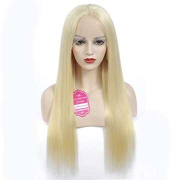 613 Lace Front Wig Human Hair 13x4x1 Deep Middle Part Lace Wig Brazilian Straight Human Hair Wigs Blonde Lace Front Wig Transparent Lace Wig (24inch, 613 T-Part Blonde Straight Lace Front Wigs)