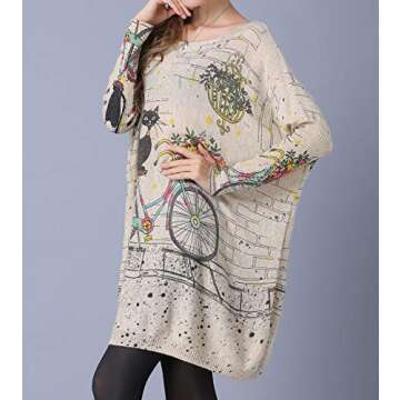 ellazhu Women's Autumn Long Sleeve Relaxed Fit Crew Neck Loose Casual Pullover Sweater Sweatshirts D...