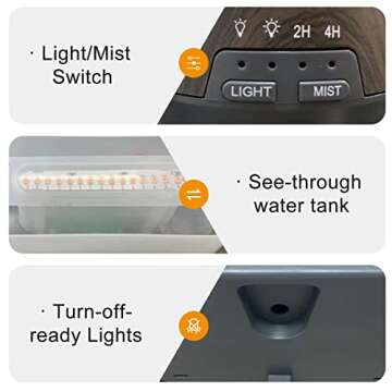 Ankrs Flame Essential Oil Diffuser with Remote Control, Ultra-Quiet Air Diffuser for Aromatherapy, Waterless Auto-off Cool Mist Scent Diffuser/Humidifier for Home & Office with 3 Timer, Lighting Modes