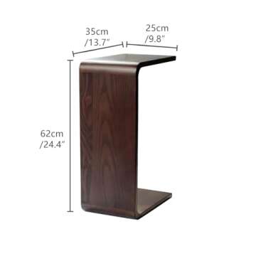 YLACMALS Simple C Shaped End Table - Walnut Side Table for Living Room
