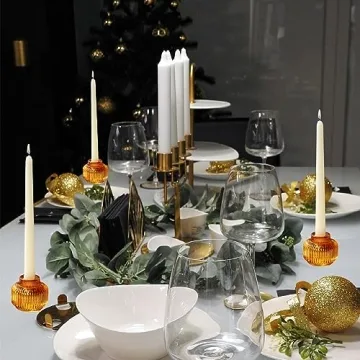 Woho Amber Candlestick Holders Set of 4 for Decor