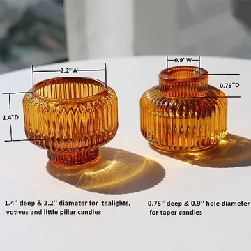 Woho Amber Candlestick Holders Set of 4 for Decor