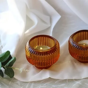 Woho Amber Candlestick Holders Set of 4 for Decor