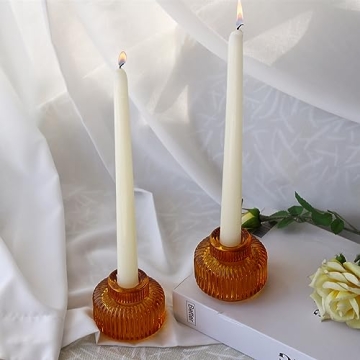 Woho Amber Candlestick Holders Set of 4 for Decor