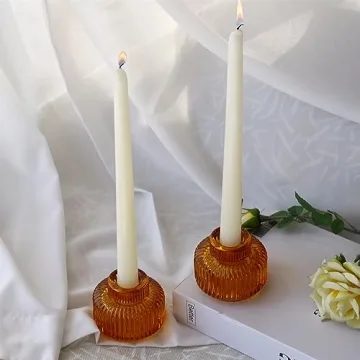 Woho Amber Candlestick Holders Set of 4 for Decor