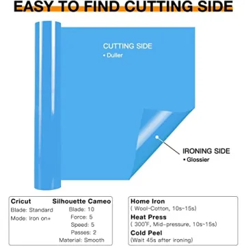 HTVRONT Lake Blue Heat Transfer Vinyl - Easy to Use!