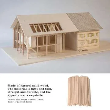 BQLZR 14.8cm Length 2.2mm Dia Round Birch Wood Sticks Wooden Dowel Rods for Lollies Building Architectural Model Pack of 200