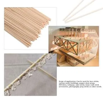 BQLZR 14.8cm Length 2.2mm Dia Round Birch Wood Sticks Wooden Dowel Rods for Lollies Building Architectural Model Pack of 200