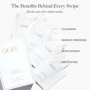 Ogee Gentle Glow Moisturizing Facial Cleansing Cloths and Makeup Remover Wipes (20ct)