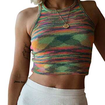 Stylish Women's Tie Dye Sleeveless Crop Tank Top