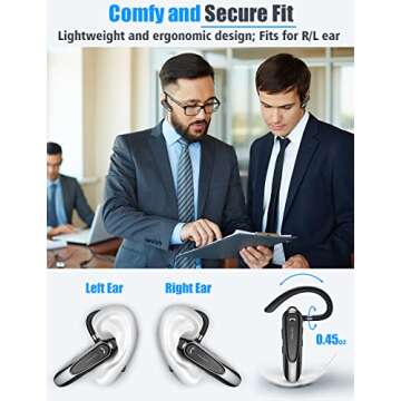 Link Dream Bluetooth Earpiece Wireless CVC8.0 Headset for Cell Phone Dual Mic Noise Canceling Phone Earpiece with Mute Key 20H Talk Time 180 Days Standby for iPhone Android Home Office Driving