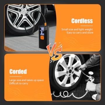 Tire Inflator Portable Air Compressor,Tire Inflators Portable Cordless Air Pump with Gauge for Car tires 20000mAh and 150PSI Digital LCD for Car,Motorcycle,Bike Tires and Balls
