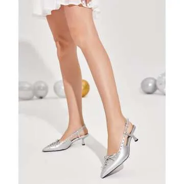 Stylish Coutgo Women's Slingback Kitten Heels
