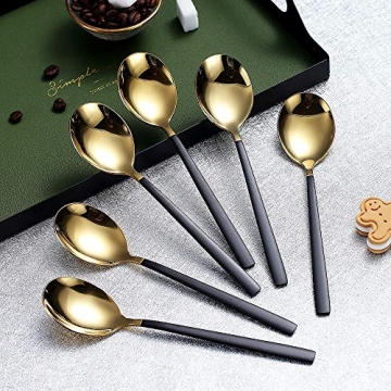 Homquen Black and Gold Spoon Set for Elegant Dining