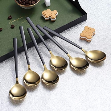 Homquen Black and Gold Spoon Set for Elegant Dining