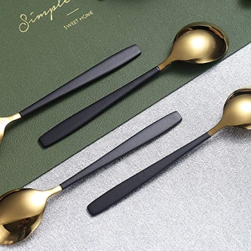 Homquen Black and Gold Spoon Set for Elegant Dining