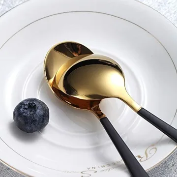Homquen Black and Gold Spoon Set for Elegant Dining