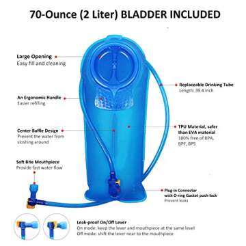 Unigear Hydration Pack Backpack with 70 oz 2L Water Bladder for Running, Hiking, Cycling, Climbing, Camping, Biking (Black)