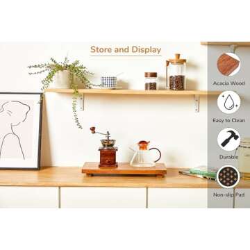 Elegant 16" Acacia Wood Riser Stand for Home Décor