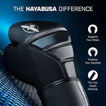 Hayabusa T3 Boxing Gloves for Men and Women Wrist and Knuckle Protection, Dual-X Hook and Loop Closu...