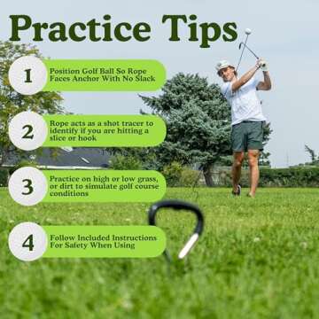 Diochey Creations Golf Ball on a String Golf Swing Trainer | 100 Feet of Swing Feedback | Practice at Home or Park | 4 Layer Ball on a Rope | Quick Practice and Training at a Nearby Park