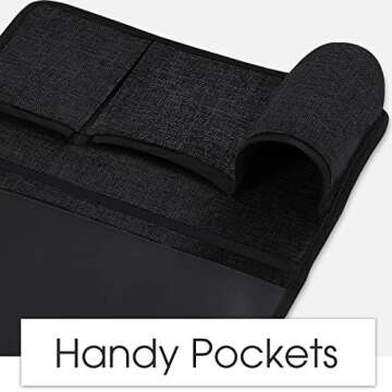 Joywell Bedside Storage Caddy Bedroom Organization Bedside Pocket Caddy Bed Organizer Remote Control Holder 4 Pockets Dorm Insert Mattress for Remote Control, Phone, Magazine, iPad, Tablet, Black