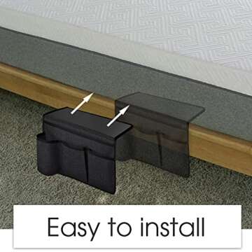 Joywell Bedside Storage Caddy Bedroom Organization Bedside Pocket Caddy Bed Organizer Remote Control Holder 4 Pockets Dorm Insert Mattress for Remote Control, Phone, Magazine, iPad, Tablet, Black
