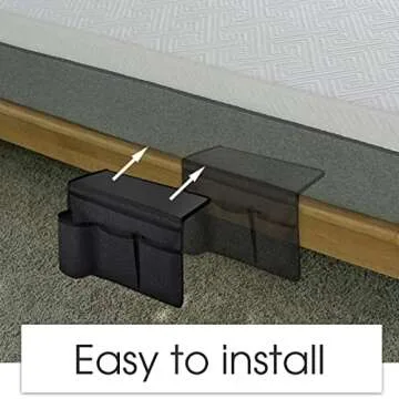 Joywell Bedside Storage Caddy Bedroom Organization Bedside Pocket Caddy Bed Organizer Remote Control Holder 4 Pockets Dorm Insert Mattress for Remote Control, Phone, Magazine, iPad, Tablet, Black