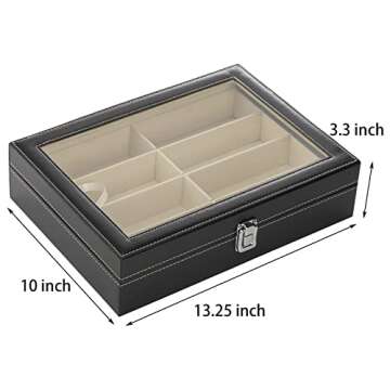 TOPZEA 2 Pack Sunglasses Organizer, PU Leather Eyewear Eyeglass Organizer Display Cases for Jewelry,...