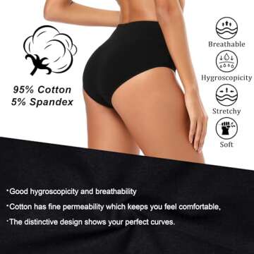 Molasus Women's Soft Cotton Underwear Briefs High Waisted Postpartum Panties Ladies Full Coverage Pl...