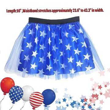 DMLBC Red White Blue Star Tutu Skirt for Women American Flag Tutu Skirt Adult USA Patriotic Tutu Cos...
