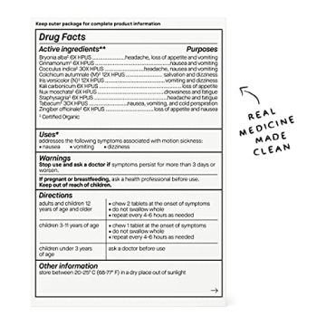 Genexa Motion Sickness Relief Tablets for All-Natural Nausea Relief