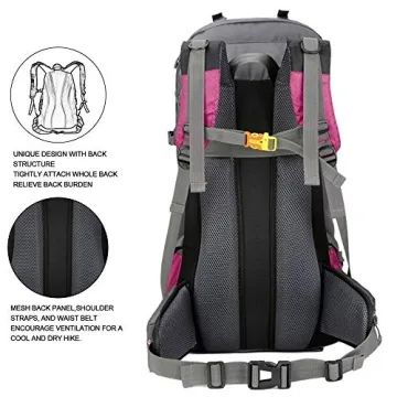 Bseash 60L Waterproof Hiking Backpack with Rain Cover