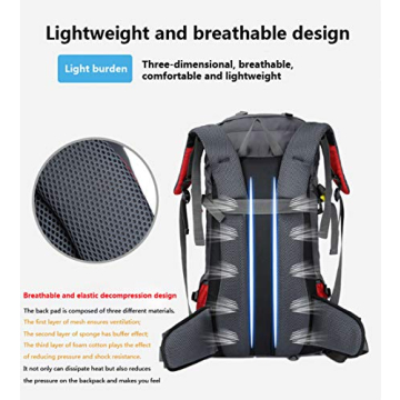 Bseash 60L Waterproof Hiking Backpack with Rain Cover