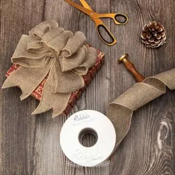 Ribbli Burlap Wired Ribbon,2-1/2 Inch x 10 Yard,Natural,Solid Wired Edge Ribbon for Big Bow,Wreath,Tree Decoration,Outdoor Decoration