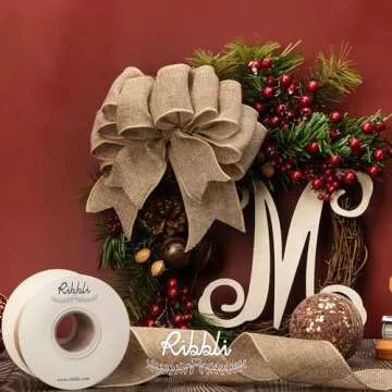 Ribbli Burlap Wired Ribbon,2-1/2 Inch x 10 Yard,Natural,Solid Wired Edge Ribbon for Big Bow,Wreath,Tree Decoration,Outdoor Decoration